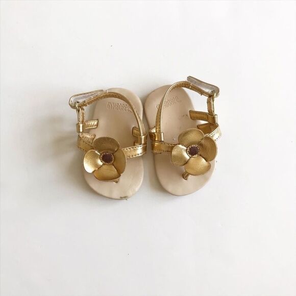 Gymboree gold flower sandals GUC size 2 - Picture 1 of 3